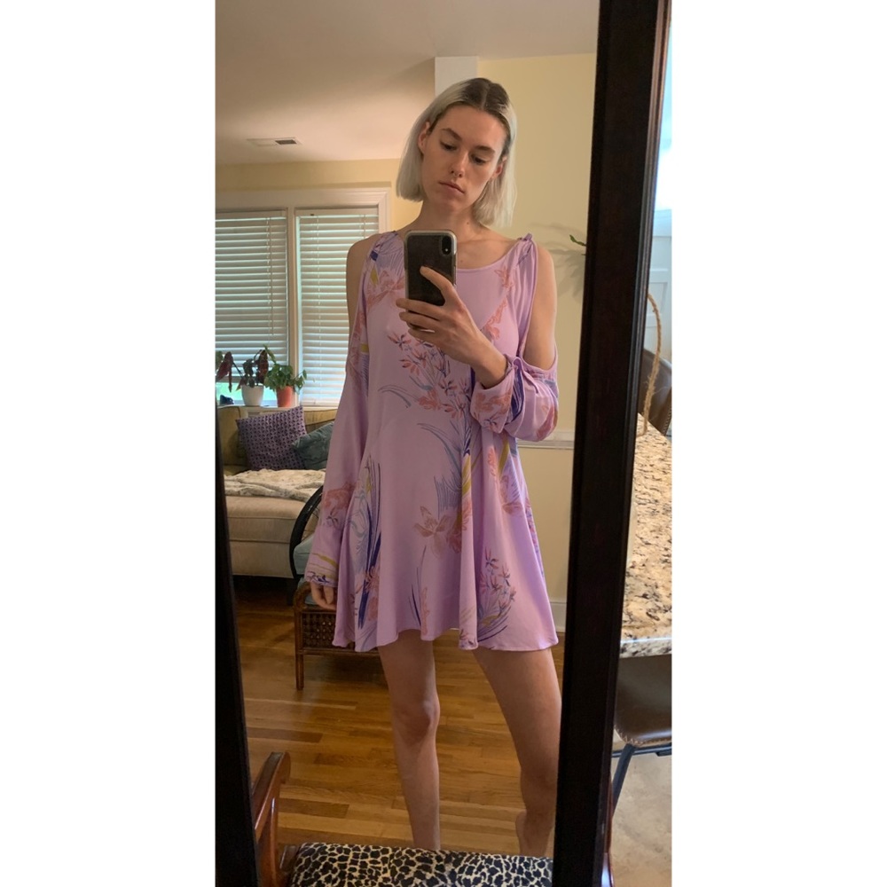Free People Cold Shoulder Mini Dress Purple